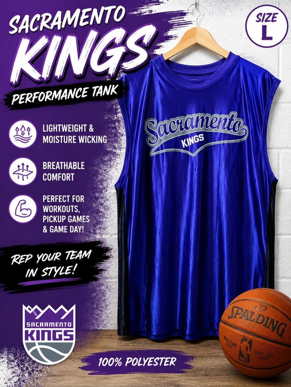 Sacramento Kings Sleeveless Performance Tank